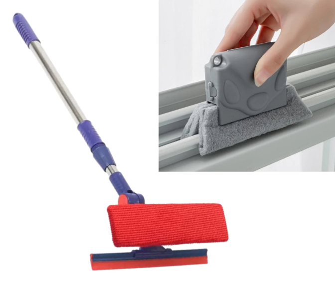 KIT Rodo Limpa Vidros + Escova Limpa Trilhos