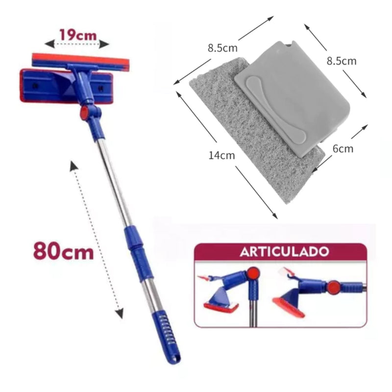 KIT Rodo Limpa Vidros + Escova Limpa Trilhos