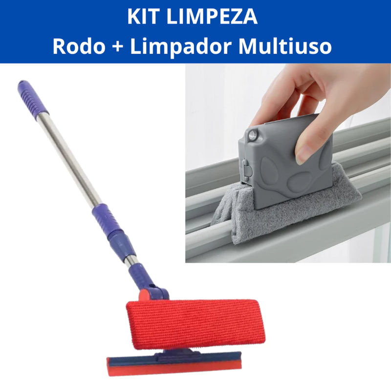 KIT Rodo Limpa Vidros + Escova Limpa Trilhos