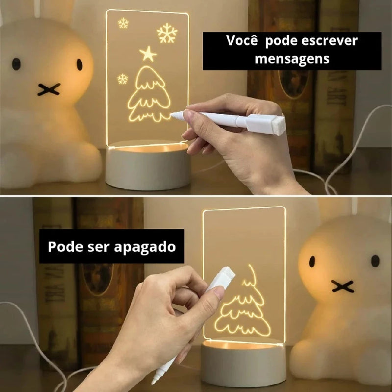 Luminária Criativa de Recados Quadro Iluminado